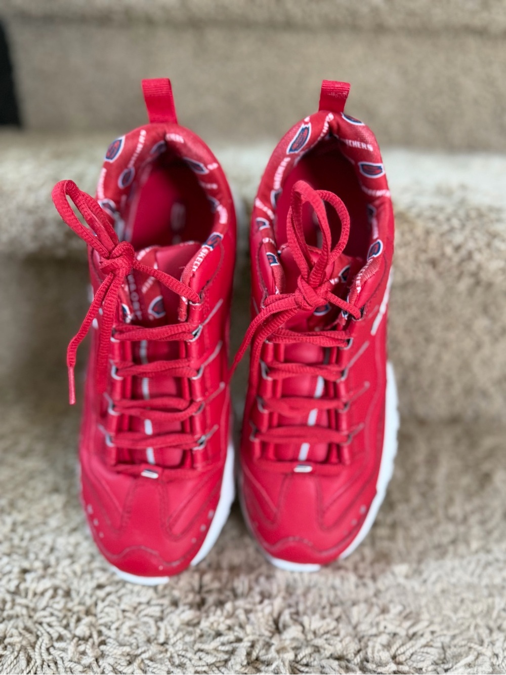 Skechers SKX Red Chunky Platform Athletic Sneakers - Picture 9 of 12